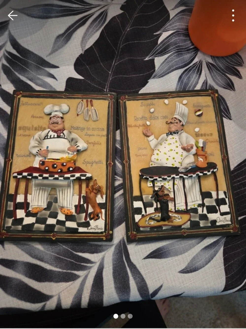 Chef Wall Plaque Set - Whimsical White & Black Kitchen Decor
